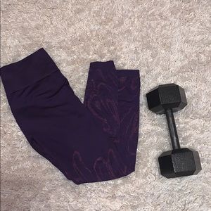 Purple Fabletics Workout Leggings with Pink Design